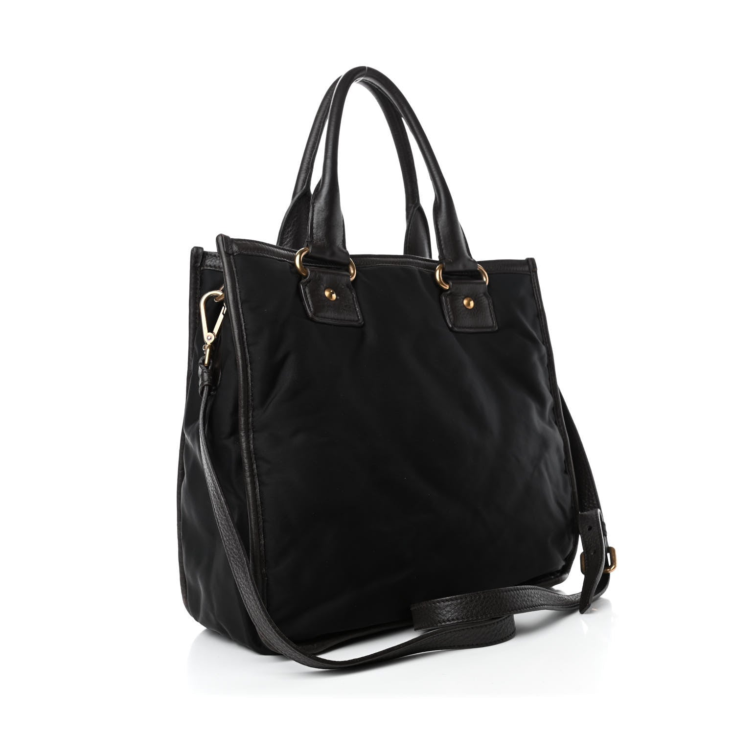Prada Tessuto Nylon Jacquard Logo Tote Black 2 of 4