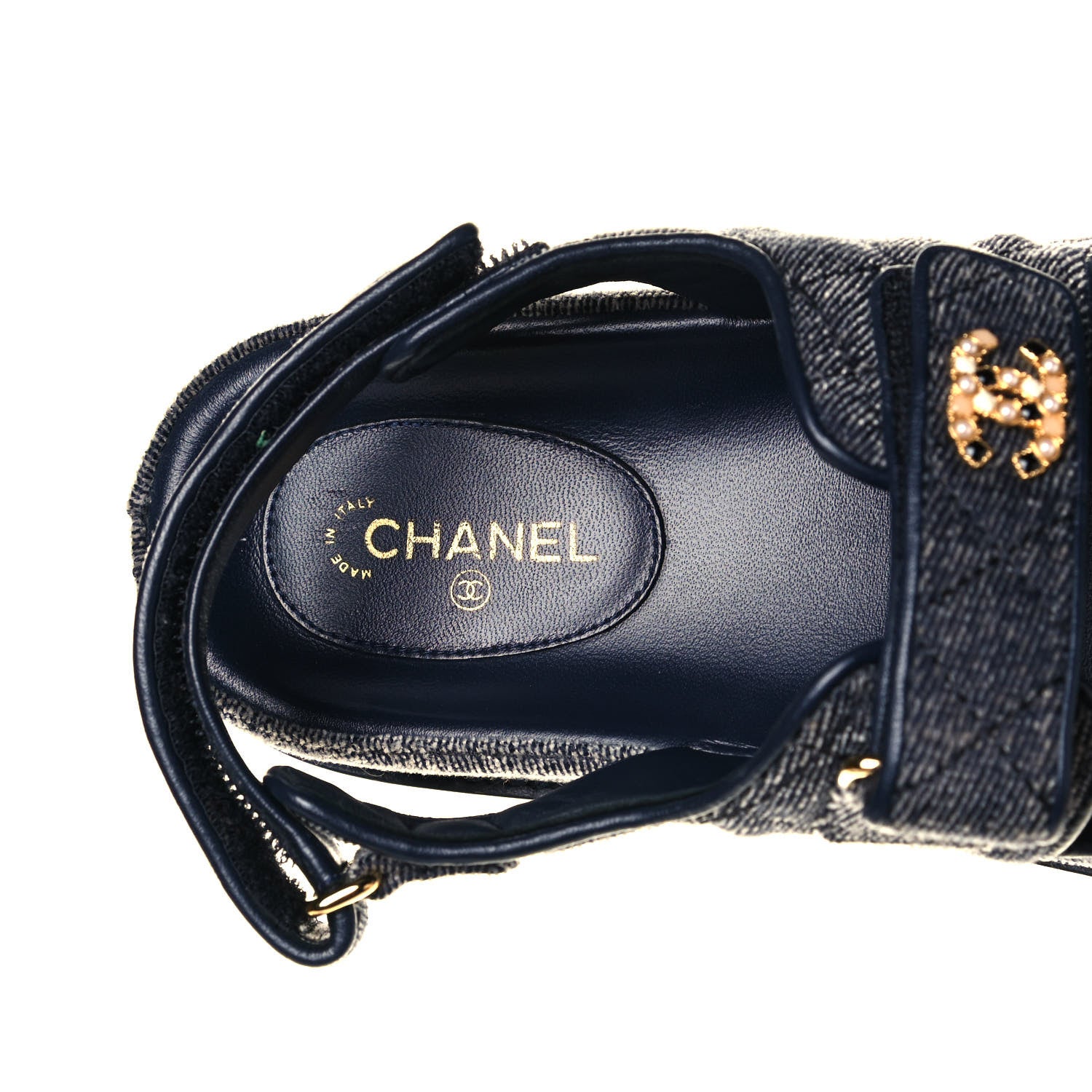 Chanel Denim Velcro Dad Sandals 42 Blue 7 of 7