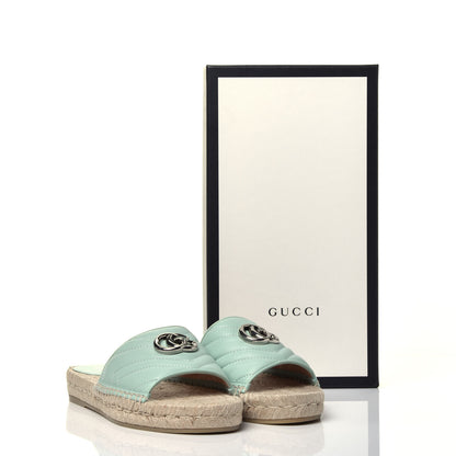 Gucci Nappa Matelasse GG Marmont Espadrille Slide Sandals 38 Water Green 12 of 12