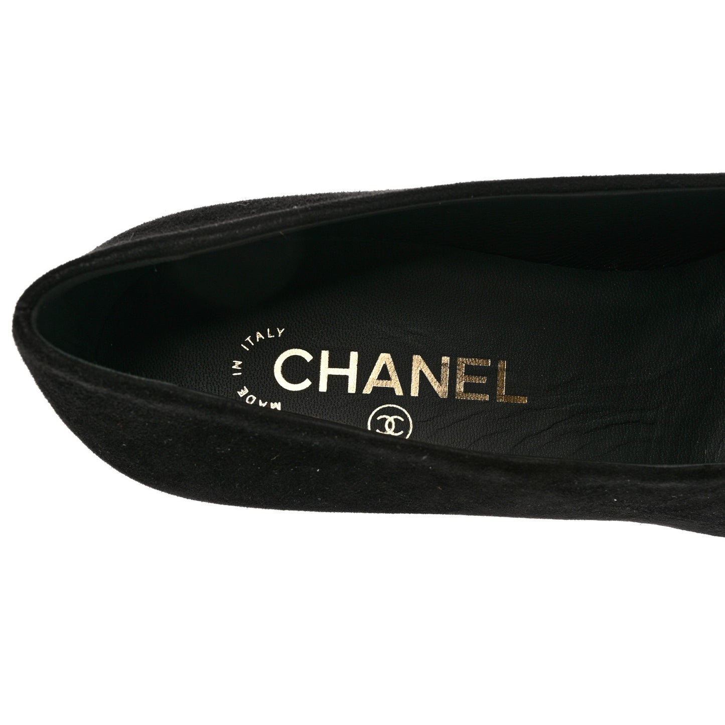 Kid Suede Patent Calfskin Cap Toe CC Pumps 38 Black