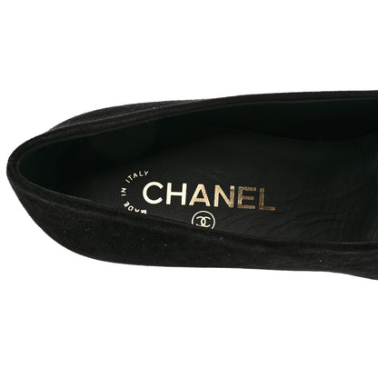 Chanel Kid Suede Patent Calfskin Cap Toe CC Pumps 38 Black 7 of 10