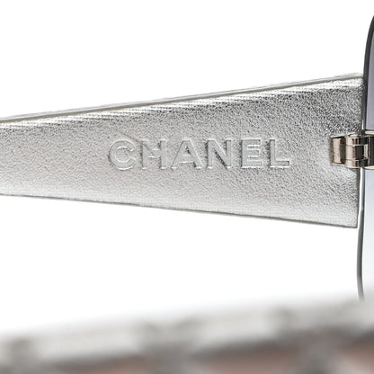Chanel Metallic Quilted CC Sunglasses 4157-Q Silver 6 of 9