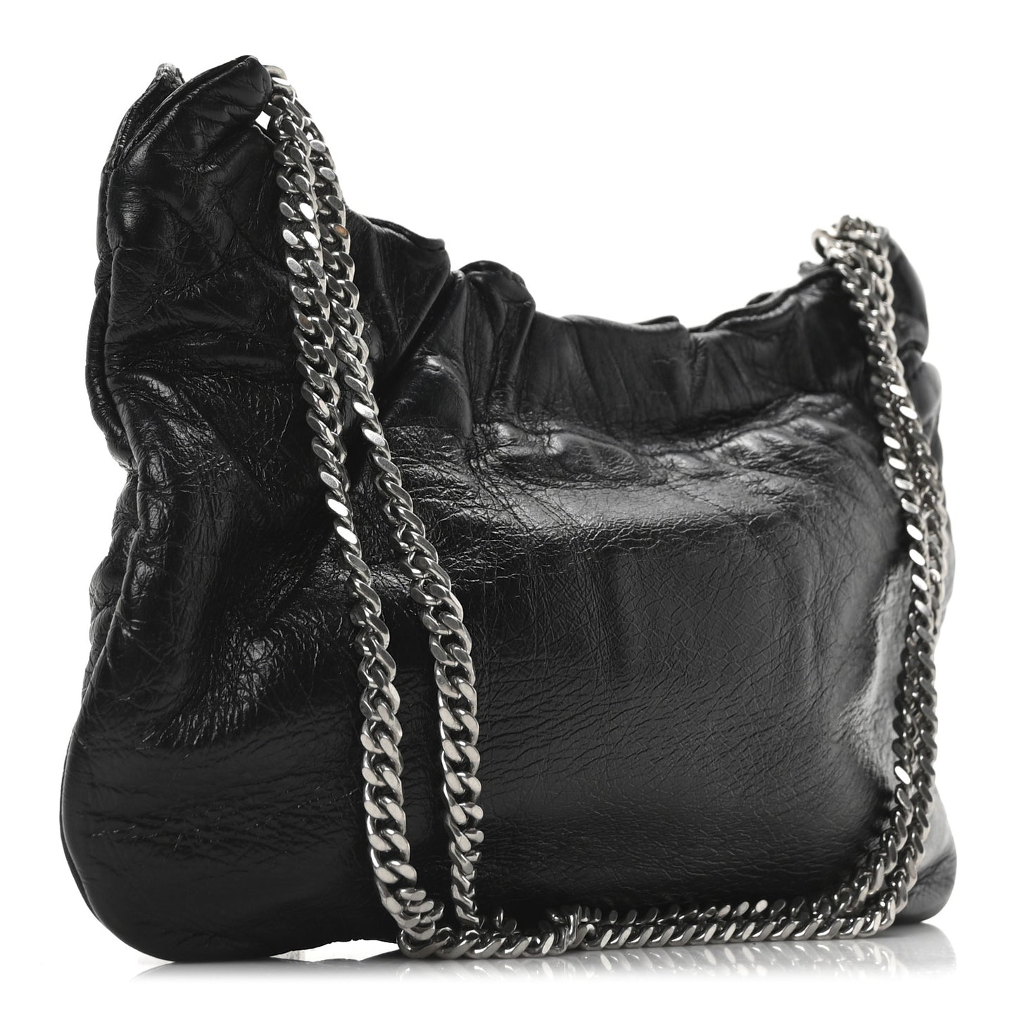 Calfskin Pac Ruched Hobo Black