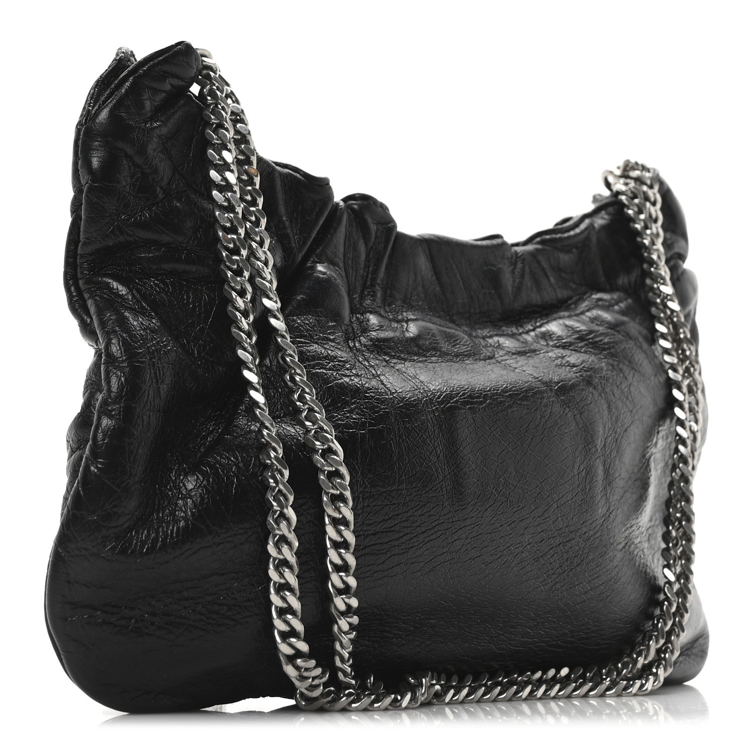 Saint Laurent Calfskin Pac Ruched Hobo Black 3 of 10