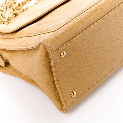 Chanel Caviar Flap Shoulder Bag Beige 10 of 13