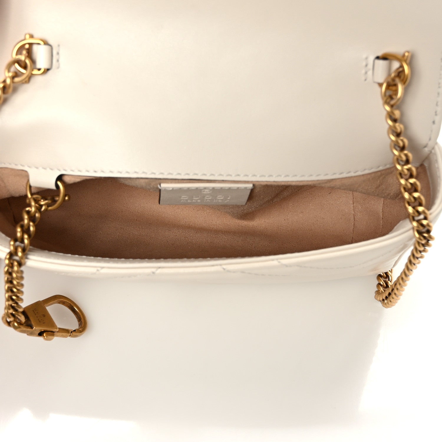 Gucci Calfskin Matelasse Super Mini GG Marmont Shoulder Bag White 5 of 10