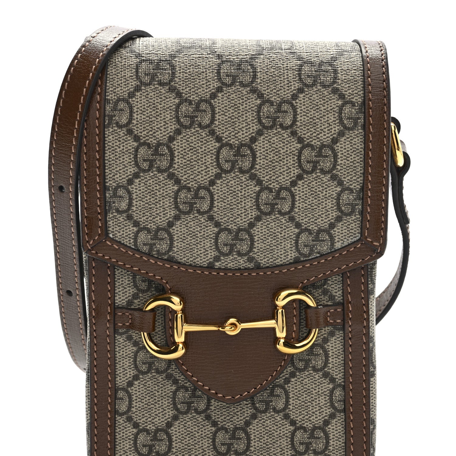 Gucci GG Supreme Monogram Mini Horsebit 1955 Crossbody Bag Beige Brown Sugar 9 of 11