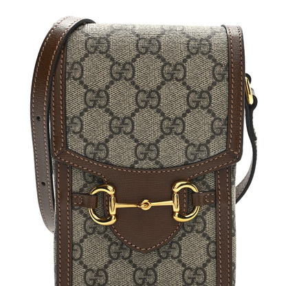 Gucci GG Supreme Monogram Mini Horsebit 1955 Crossbody Bag Beige Brown Sugar 9 of 11