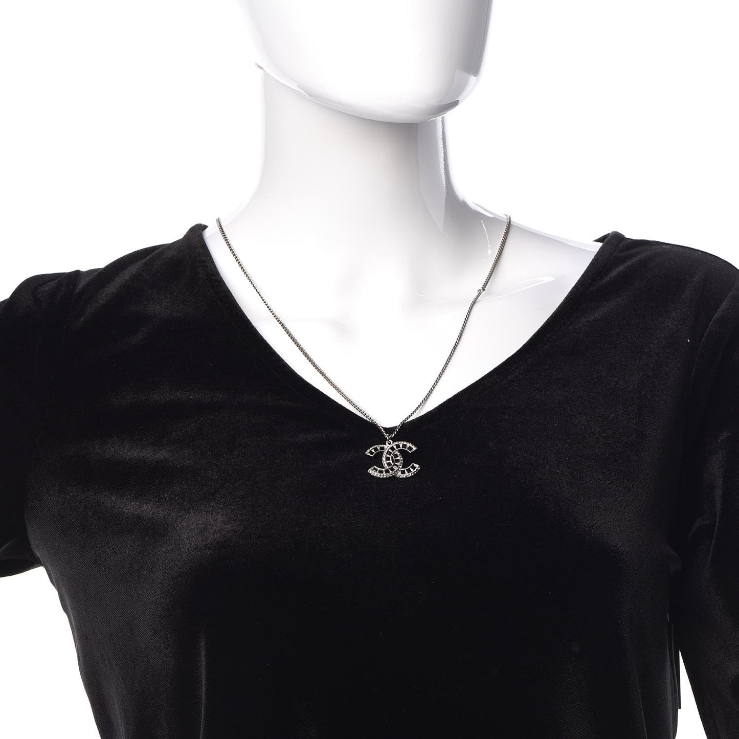 Ruthenium Baguette Crystal CC Necklace Black
