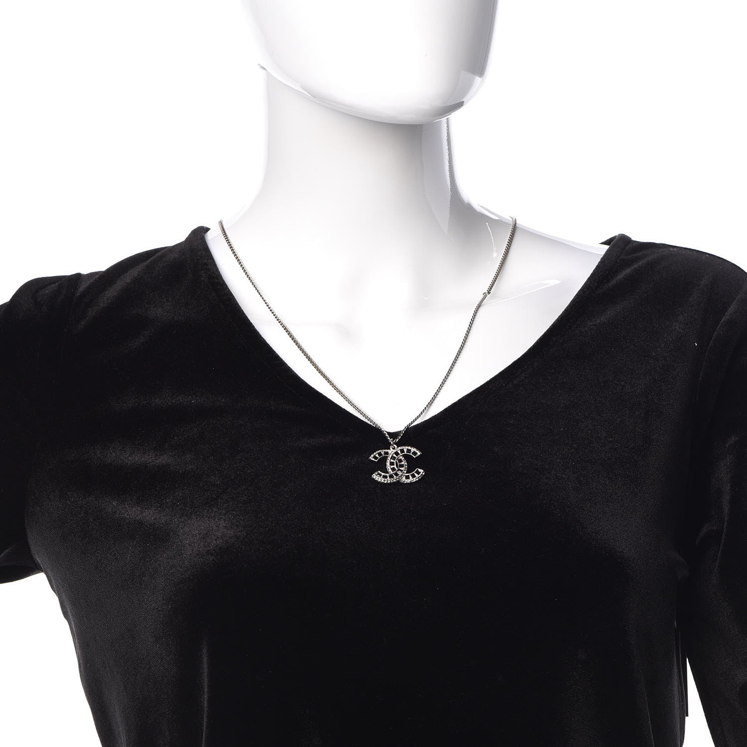 Chanel Ruthenium Baguette Crystal CC Necklace Black 2 of 4