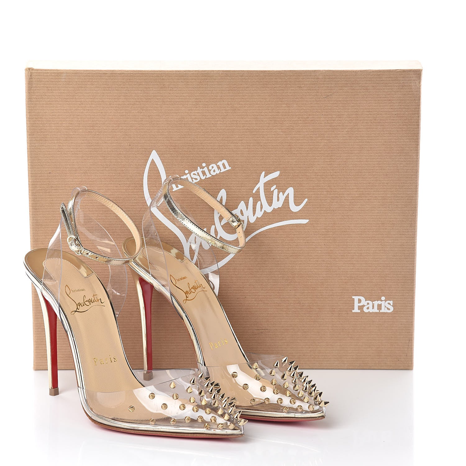 Christian Louboutin PVC Specchio Spikoo 100 Pumps 36 Light Gold 8 of 8