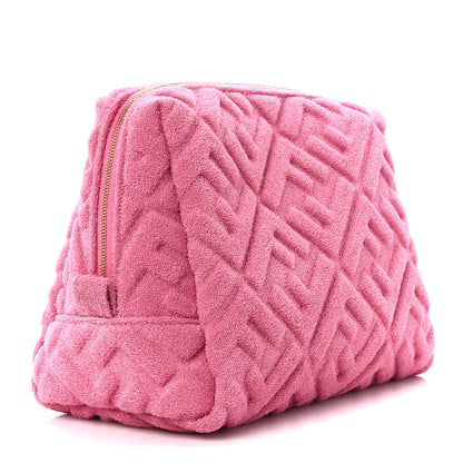 Fendi Terry Cloth Vitello Century Matte FF 1974 Embossed Medium Trapezoid Beauty Pouch Lollypop 3 of 10