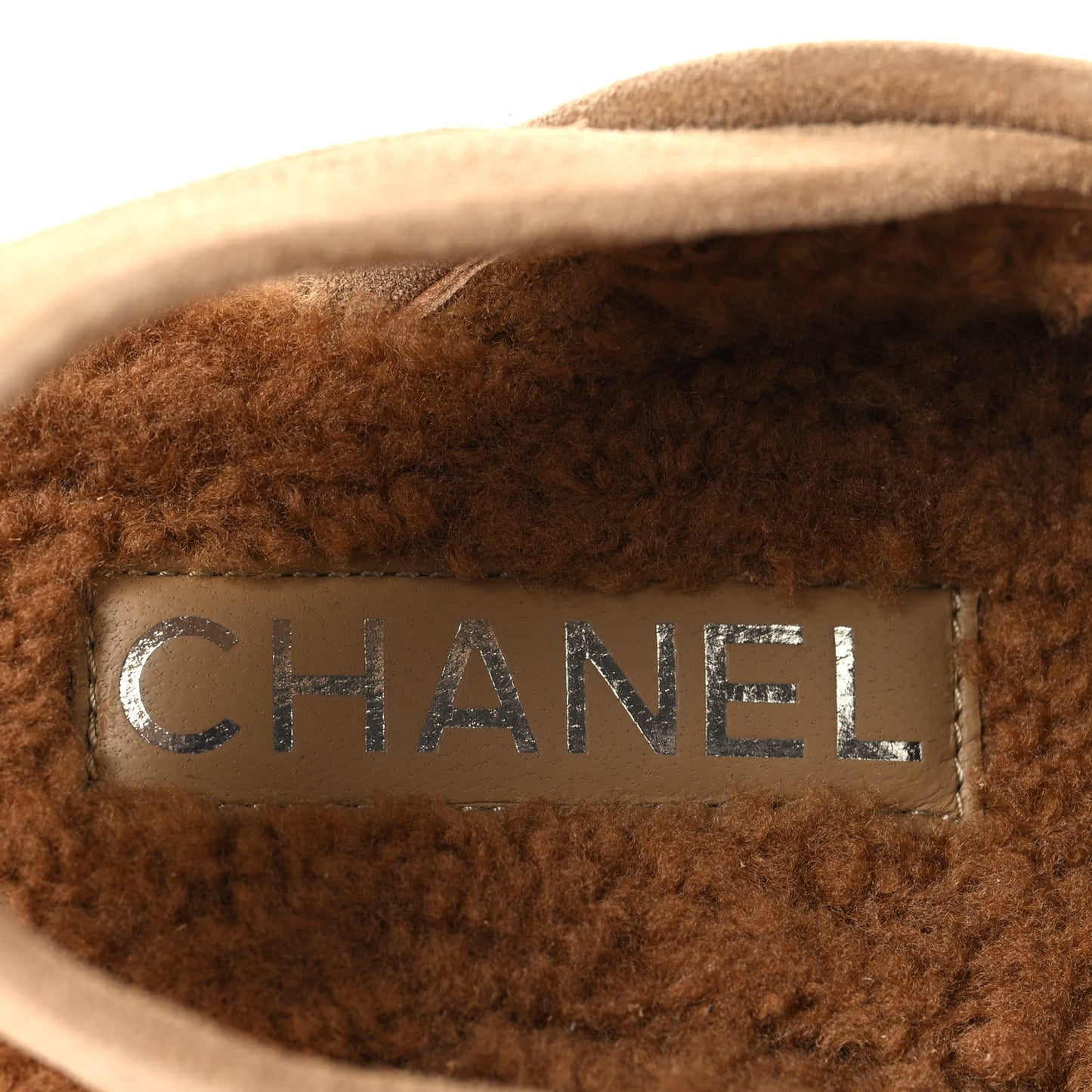 Suede Calfskin CC Slingback Loafers 35 Dark Beige