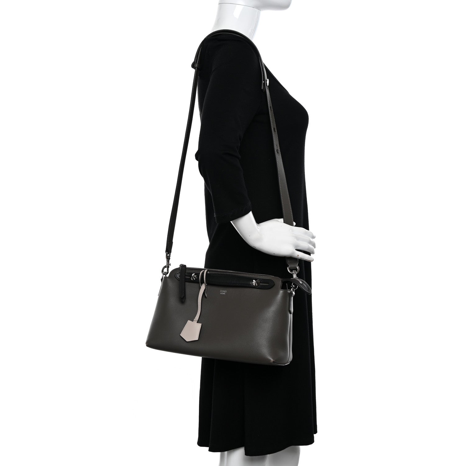 Fendi Vitello Dolce 4 Color Medium By The Way Boston Bag Carbone Grigio Polvere Multicolor 2 of 17