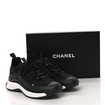 Chanel Velvet Calfskin Mixed Fibers CC Sneakers 38.5 Black 9 of 9