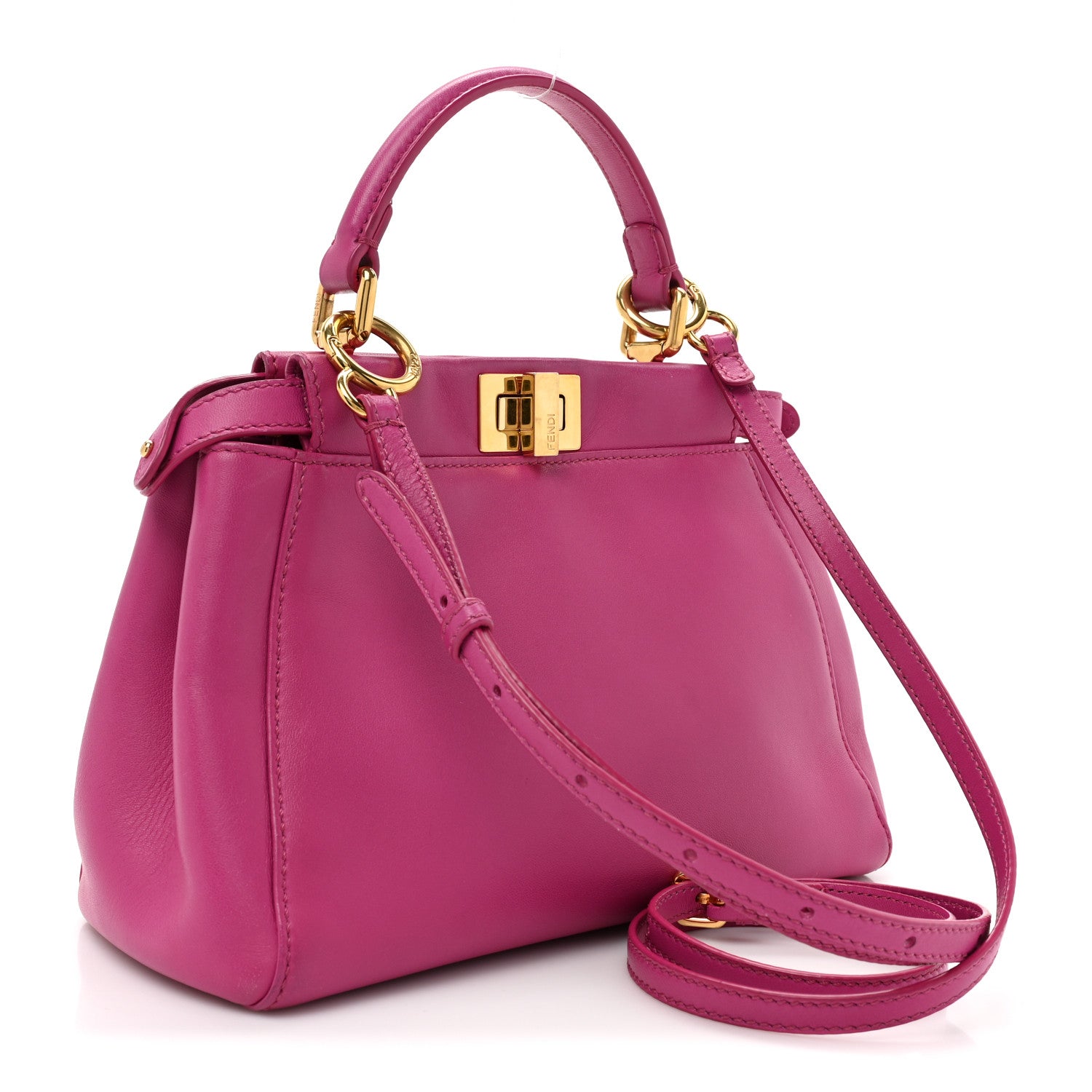 Fendi Nappa Mini Peekaboo Iconic Satchel Magenta 2 of 15