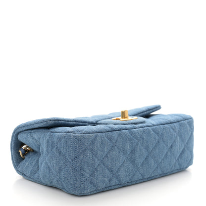 Chanel Denim Quilted Mini Pearl Crush Rectangular Flap Blue 4 of 11