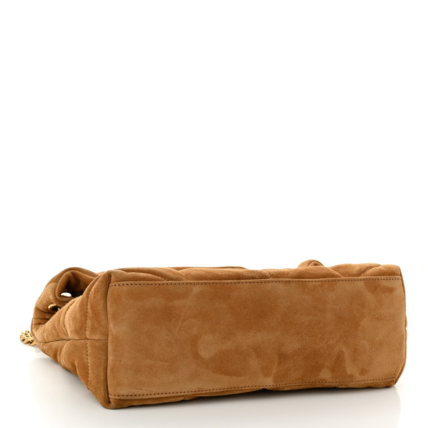 Saint Laurent Suede Calfskin Quilted Small Loulou Puffer Monogram Chain Satchel Cinnamon 4 of 11