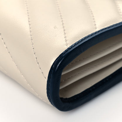 Gucci Vintage Effect Calfskin Matelasse Diagonal Torchon GG Marmont Chain Wallet Mystic White Blue Agata 9 of 10
