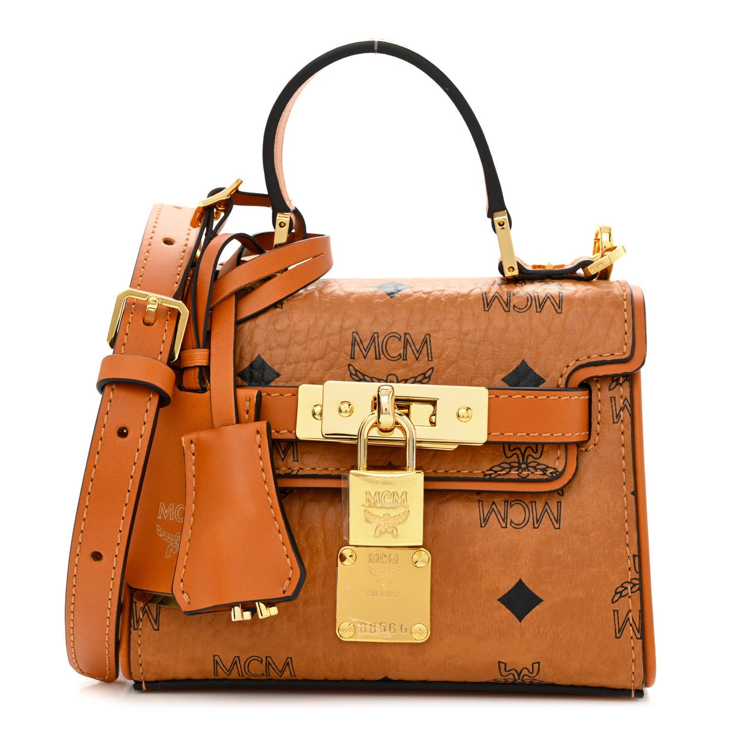 Visetos X-Mini Heritage Top Handle Satchel Cognac