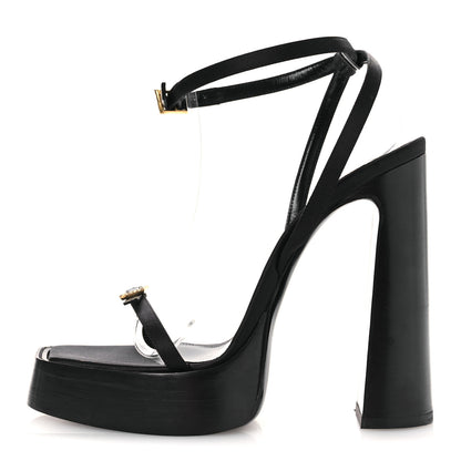 Saint Laurent Calfskin Platz 105 Platform Sandals 38 Black 1 of 10
