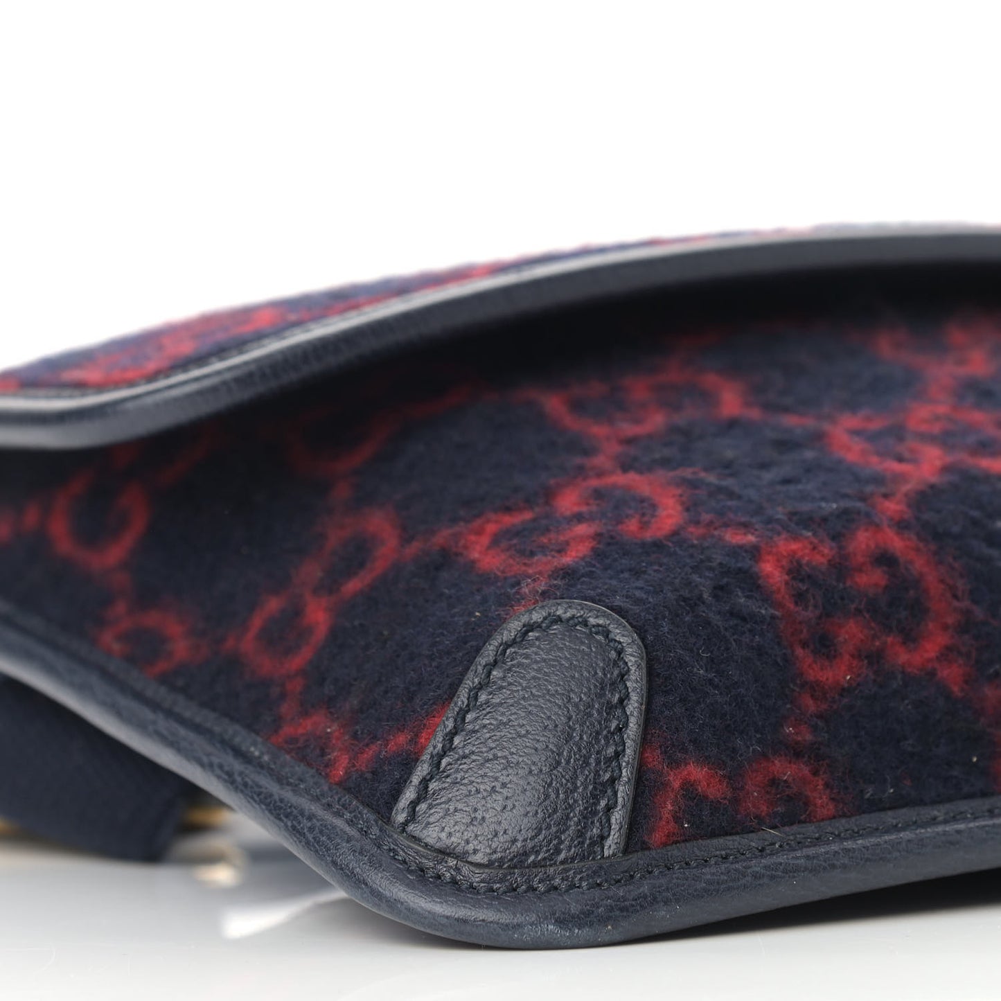 Covered Wool GG Monogram Slim Belt Bag Navy Red