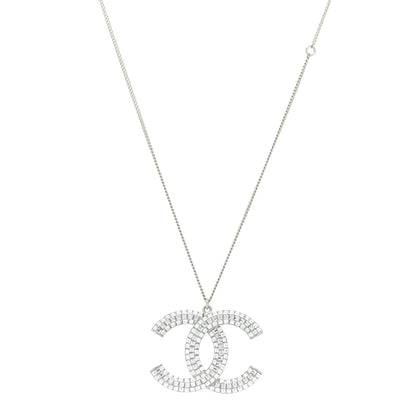 Chanel Baguette Crystal Large CC Necklace Silver 1 of 7