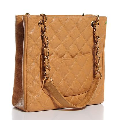 Chanel Caviar Quilted Petit Shopping Tote PST Dark Beige 3 of 7
