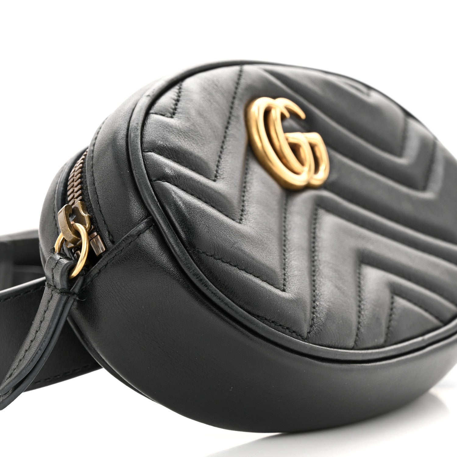 Gucci Calfskin Matelasse GG Marmont Belt Bag 75 30 Black 9 of 14