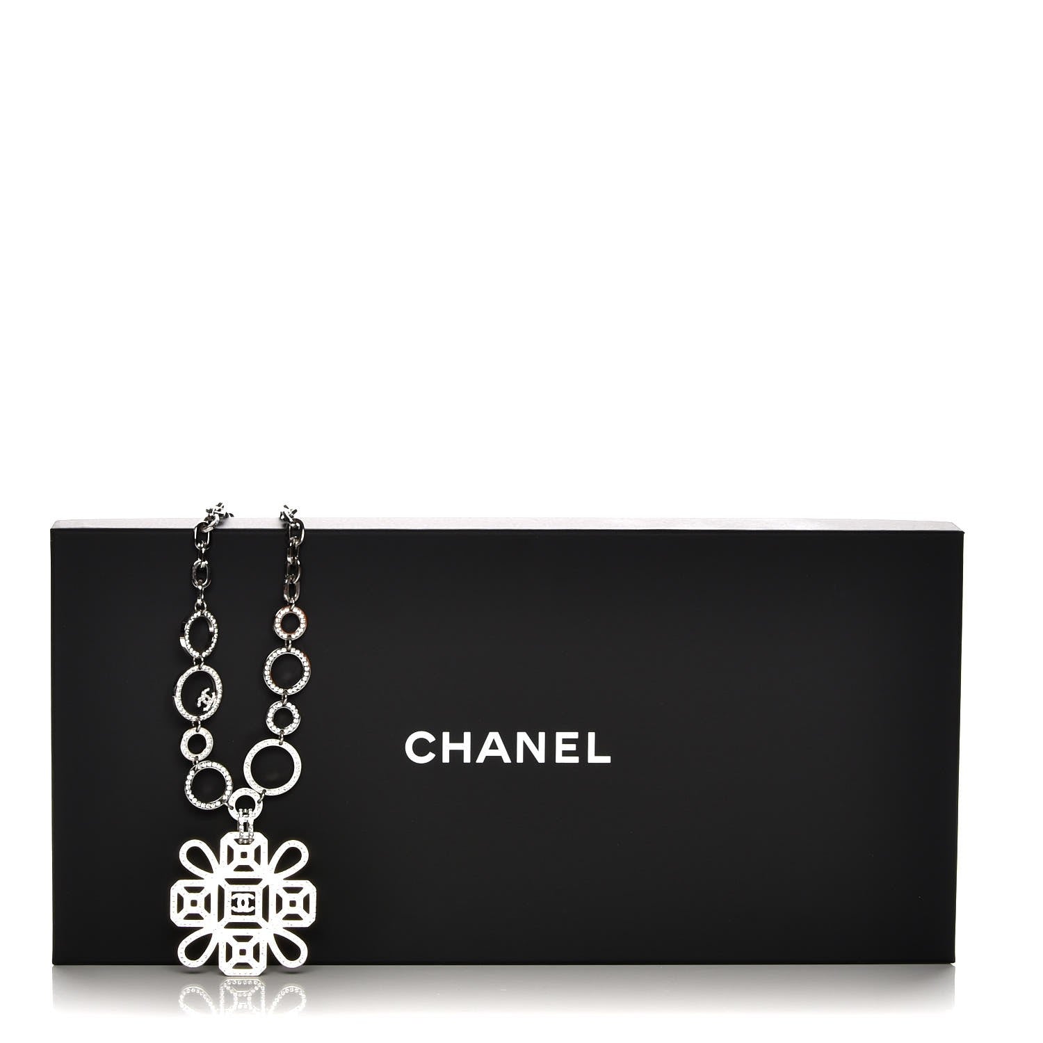 Chanel Crystal Strass Cross CC Necklace Silver 5 of 5