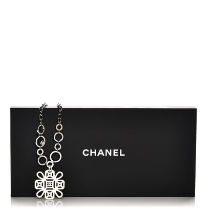 Chanel Crystal Strass Cross CC Necklace Silver 5 of 5