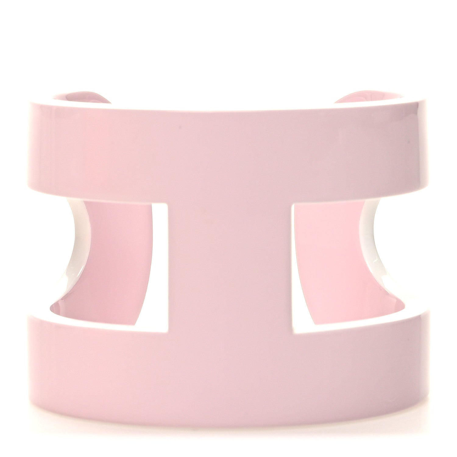 Hermes Lacquered Wood Ano Cuff PM Pink 1 of 5