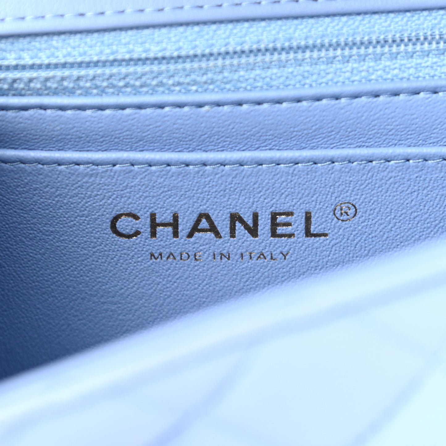 Lambskin Quilted Mini Rectangular Flap Light Blue