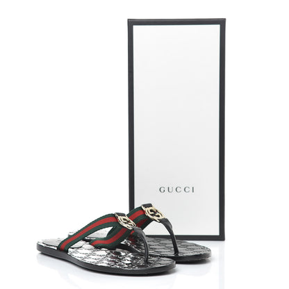 Gucci Nylon Guccissima Web Womens Thong Sandals 35 Green Red Black 13 of 13