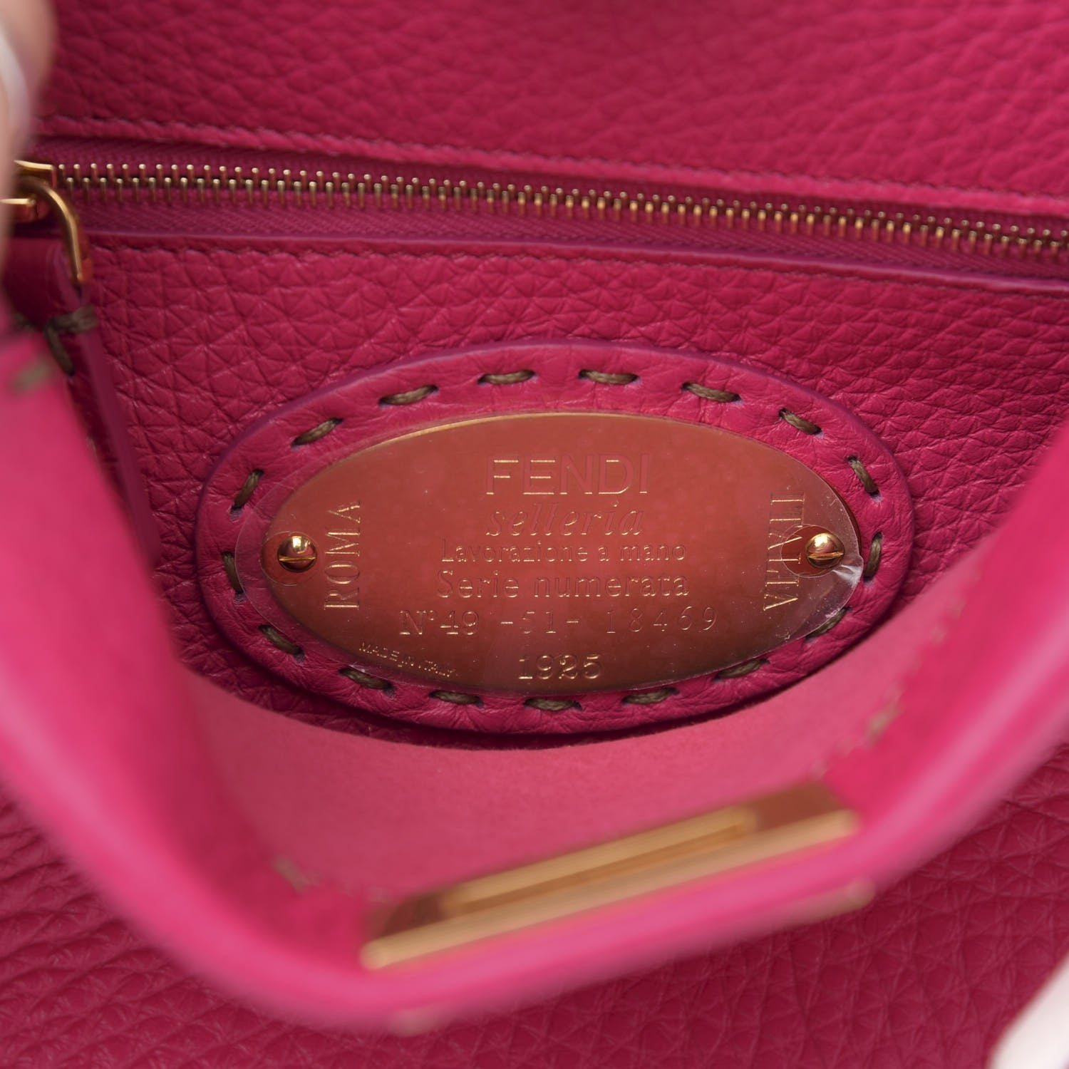 Fendi Cuoio Romano Selleria Mini Peekaboo Iconic Satchel Fuxia 6 of 10