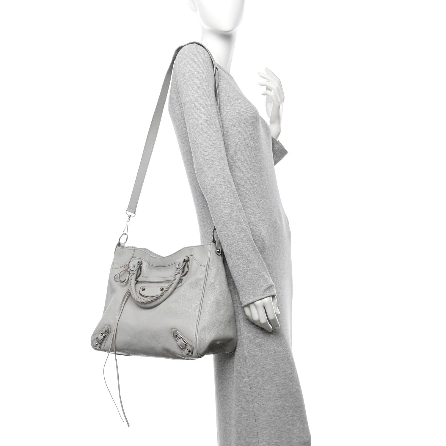 Balenciaga Chevre Silver Metallic Edge Hardware Velo Gris Perle 2 of 17