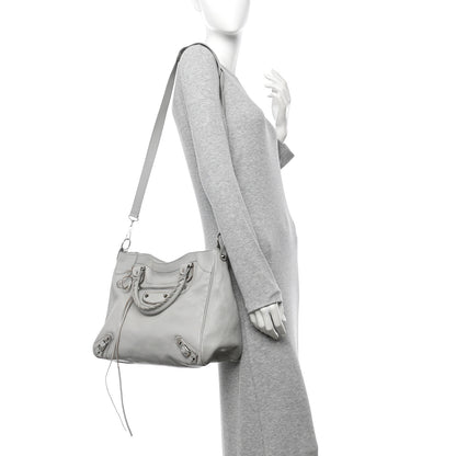 Balenciaga Chevre Silver Metallic Edge Hardware Velo Gris Perle 2 of 17