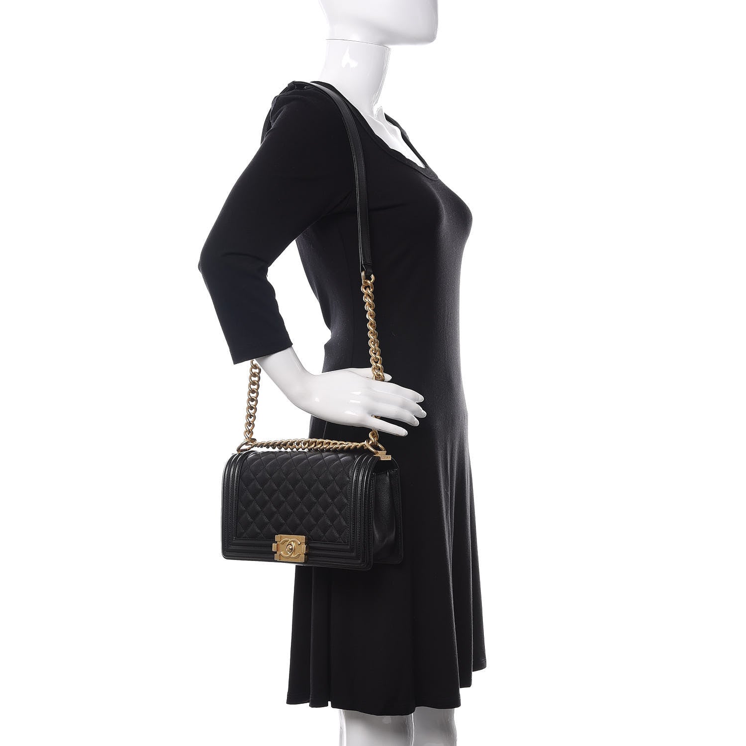 Chanel Caviar Quilted Medium Boy Flap Black 2 of 11