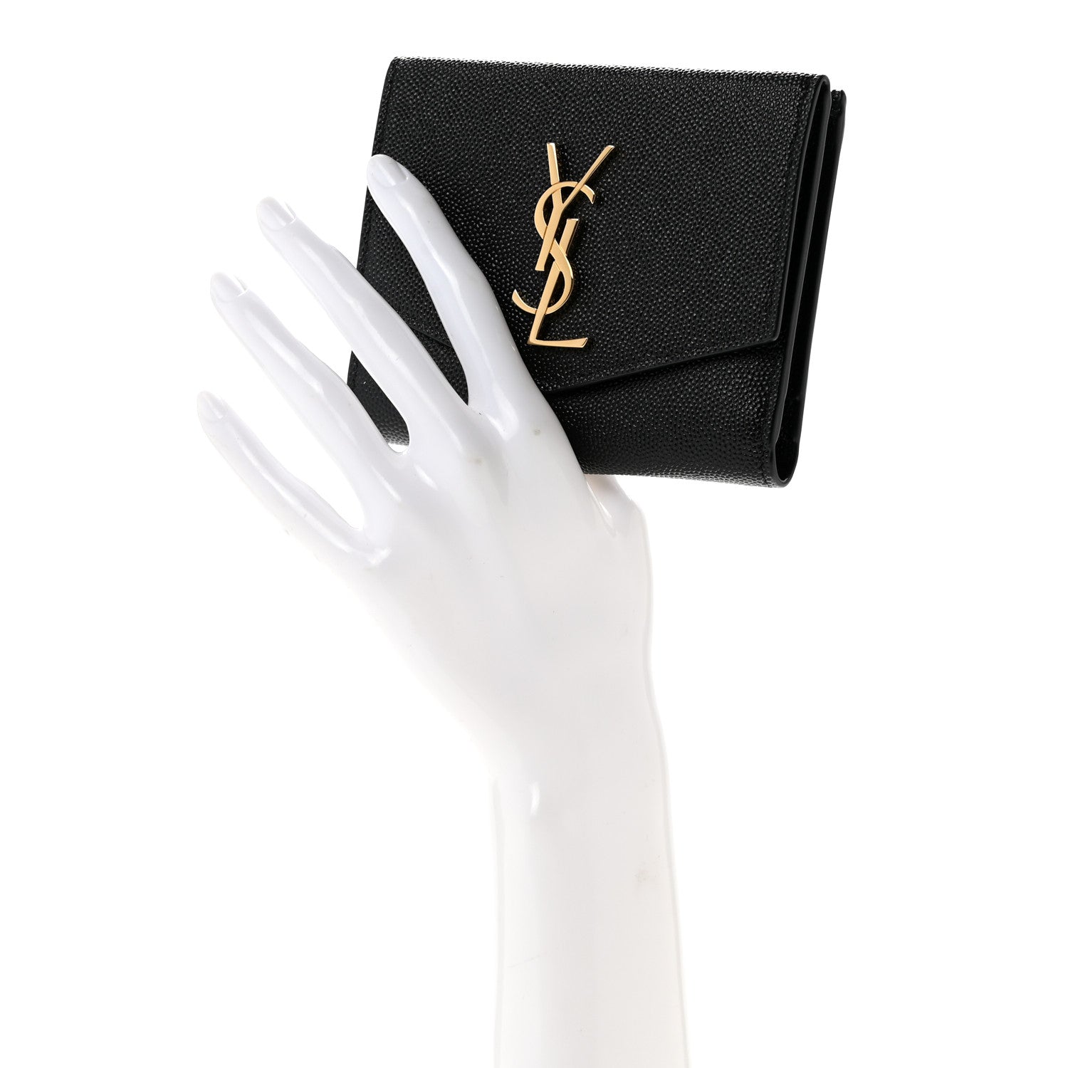 Saint Laurent Grain De Poudre Monogram Bi-Fold Wallet Black 2 of 10