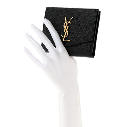 Saint Laurent Grain De Poudre Monogram Bi-Fold Wallet Black 2 of 10