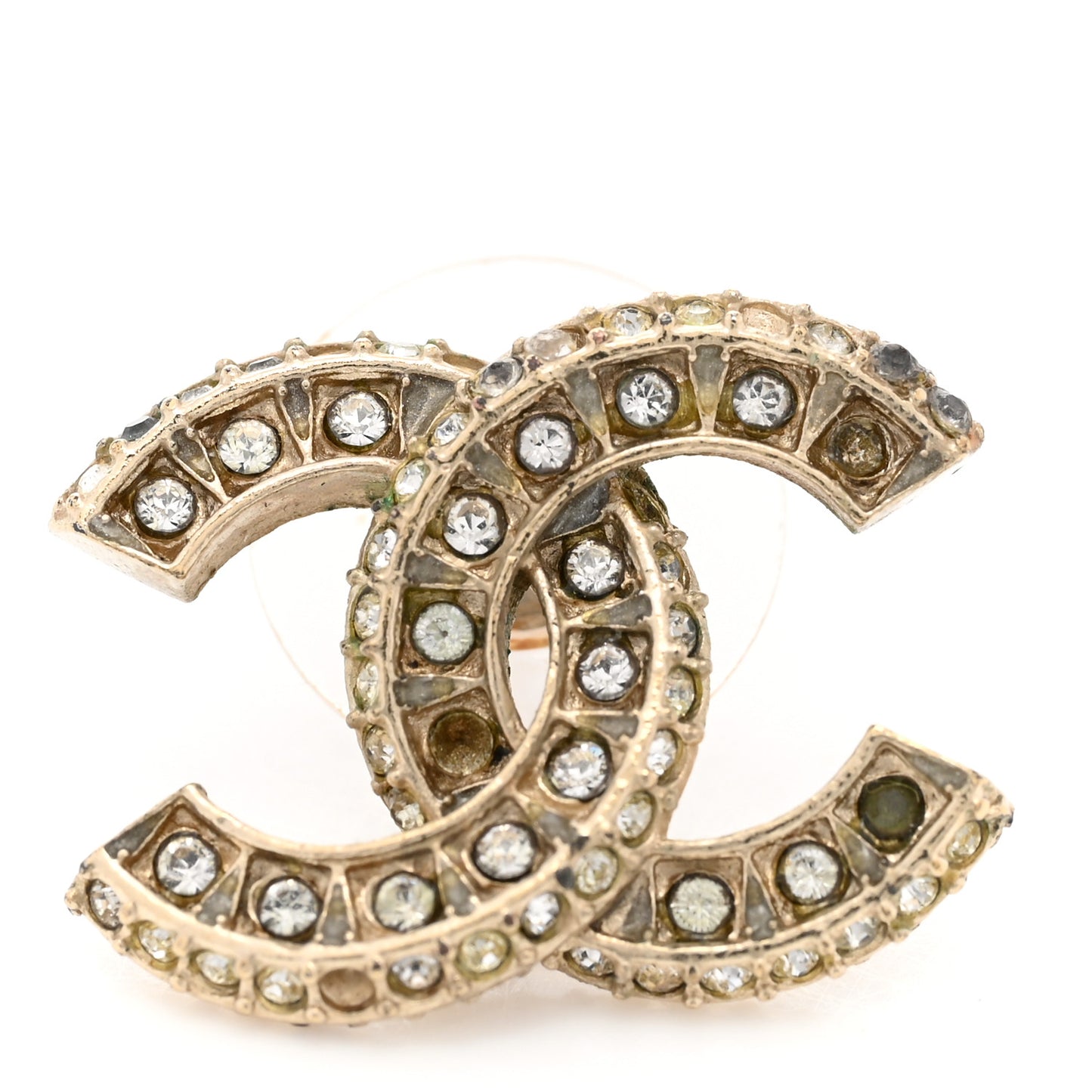 Crystal Timeless CC Earrings Light Gold