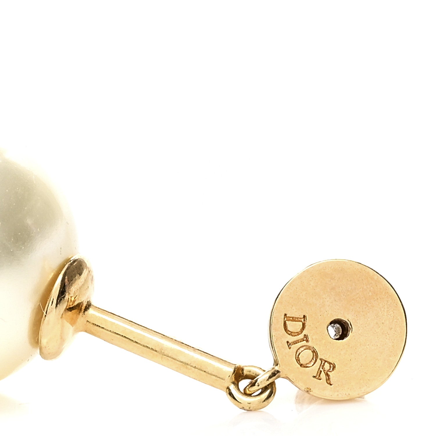 Christian Dior Pearl Crystal Heart Tribal Earring Gold 4 of 4