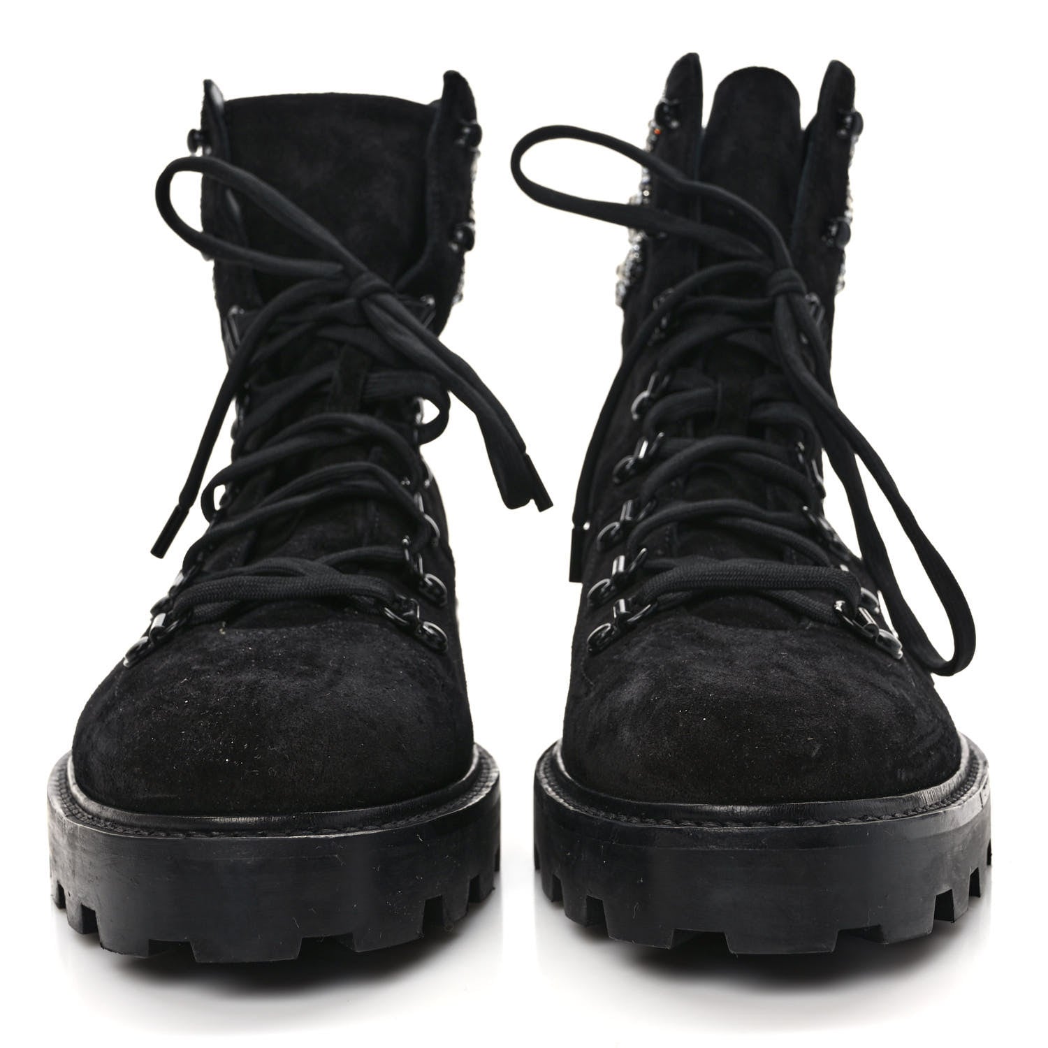Jimmy Choo Suede Swarovski Crystal Womens Eshe Flat Boots 41 Black 2 of 7