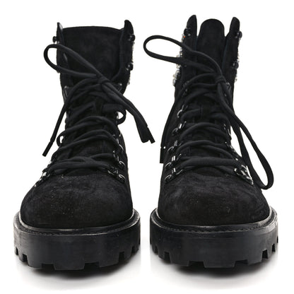 Jimmy Choo Suede Swarovski Crystal Womens Eshe Flat Boots 41 Black 2 of 7