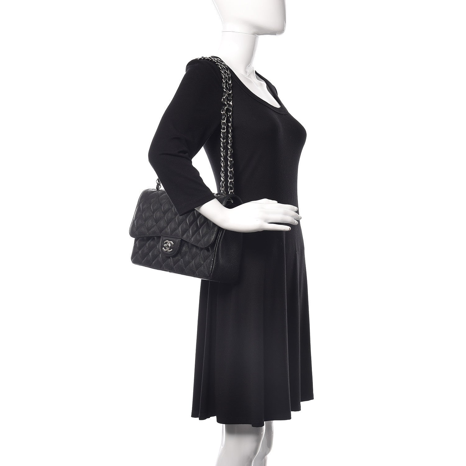 Chanel Caviar Quilted Jumbo Double Flap Black 3 of 11