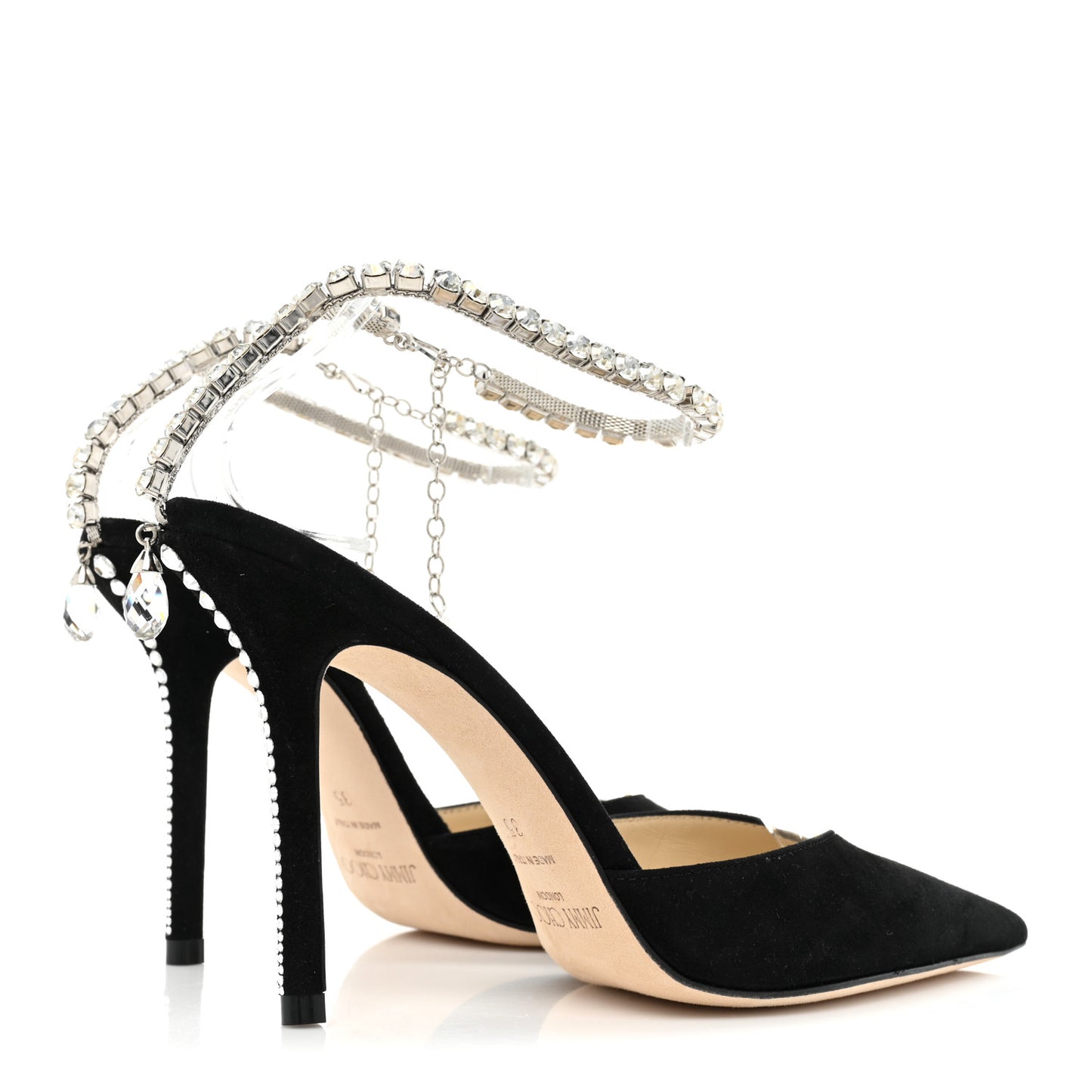 Suede Crystal Saeda 100 Pumps 35 Black