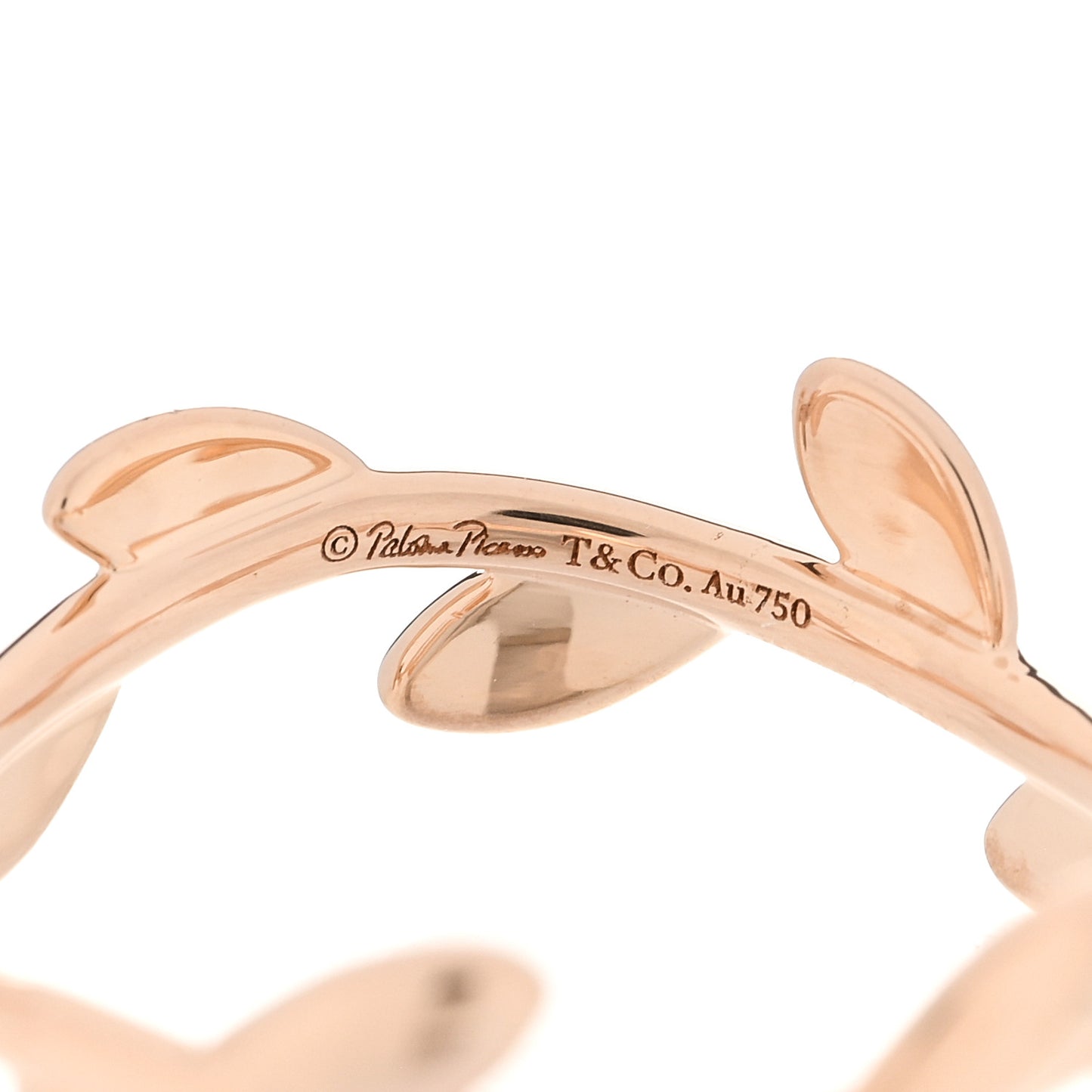 18K Rose Gold Narrow Paloma Picasso Olive Leaf Band Ring 54 7
