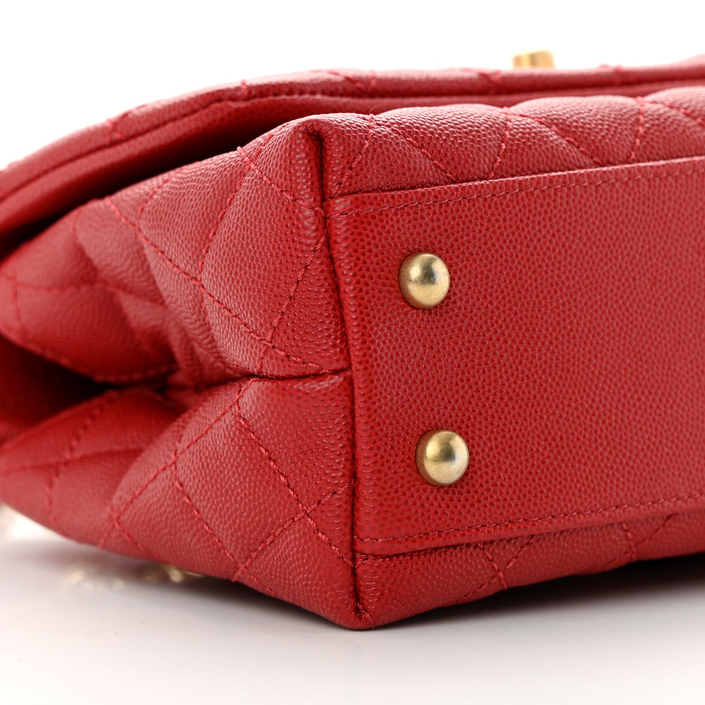 Caviar Quilted Mini Coco Handle Flap Red