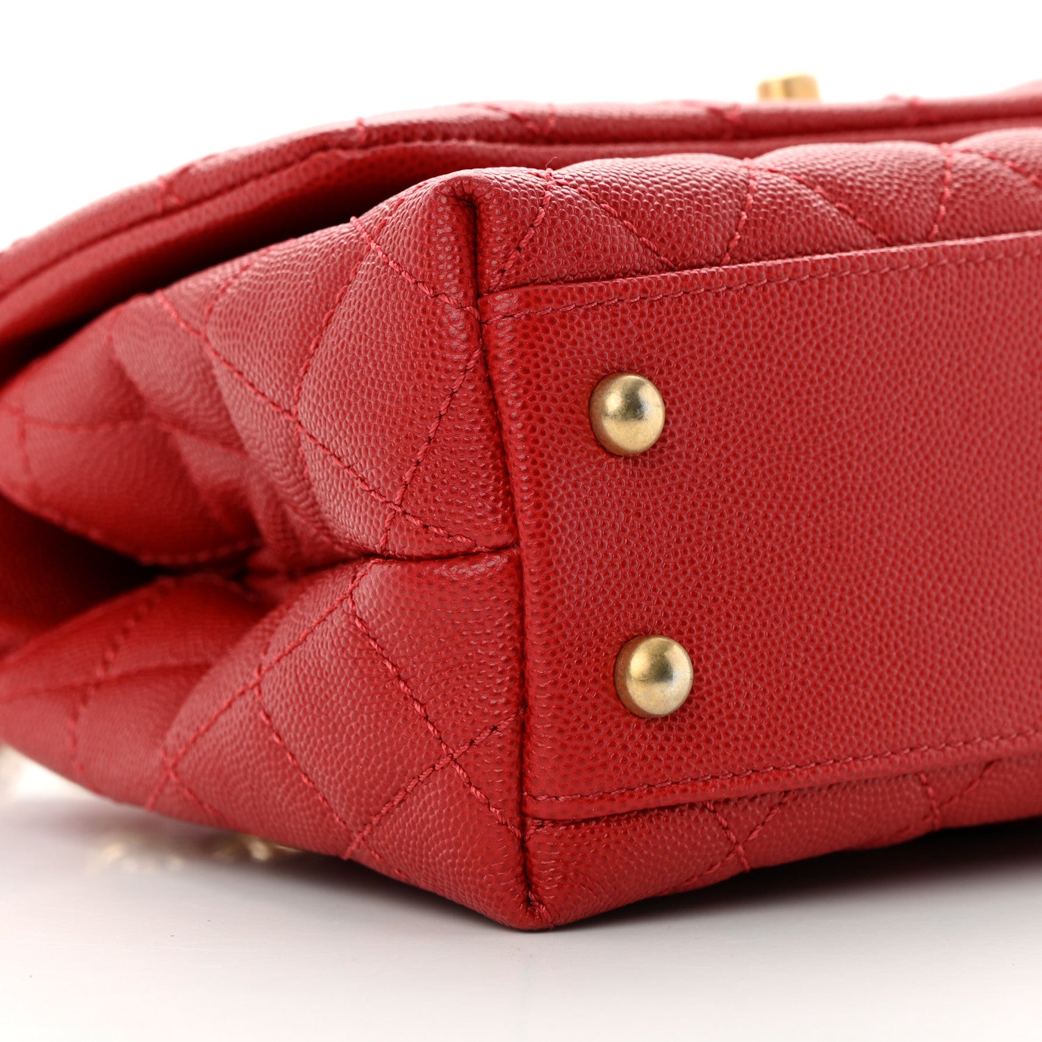 Chanel Caviar Quilted Mini Coco Handle Flap Red 9 of 12