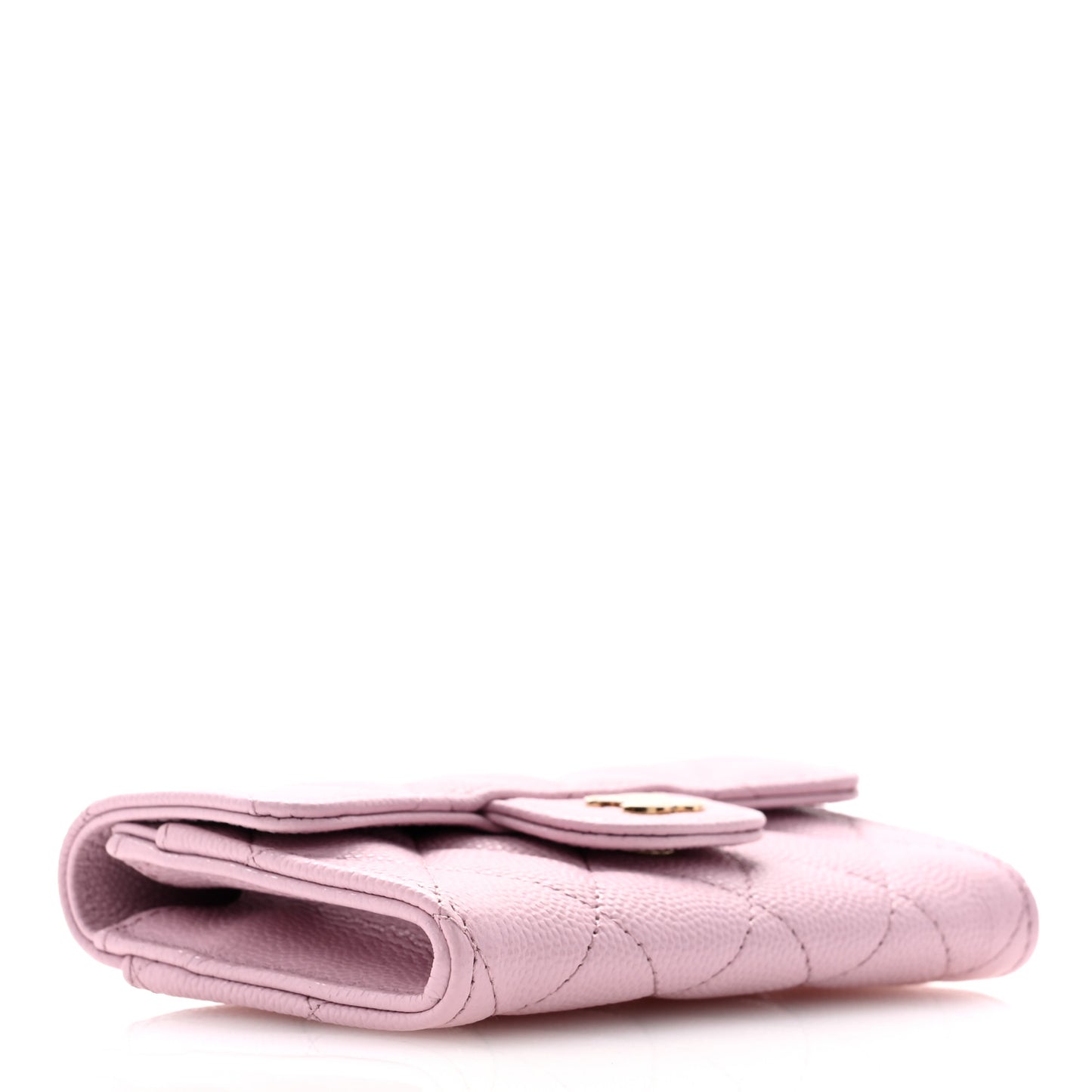 Caviar Quilted Flap Card Holder Wallet Light Pink